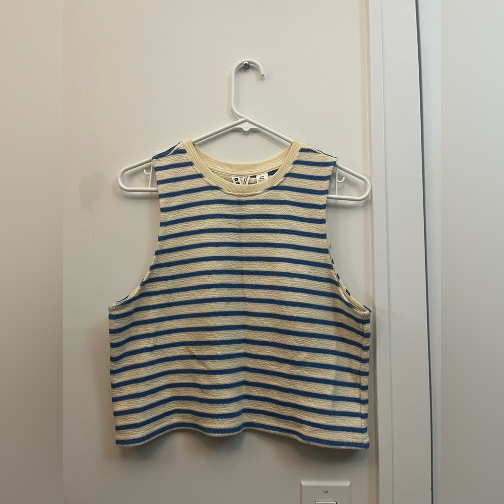 Roxy Blue and Cream Knit Crop Tank